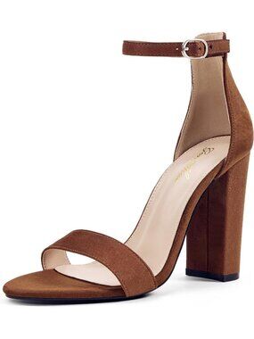 Stylish 4-Inch Chunky High Heel Sandals with Ankle Strap for Party & Wedding
